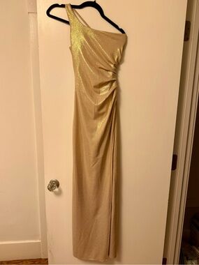 Macy's One-Shoulder Gold Evening Gown